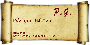 Páger Géza névjegykártya